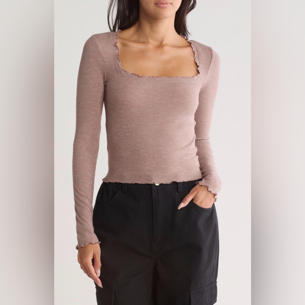 NWT Elodie Square Neck Long Sleeve Top Large